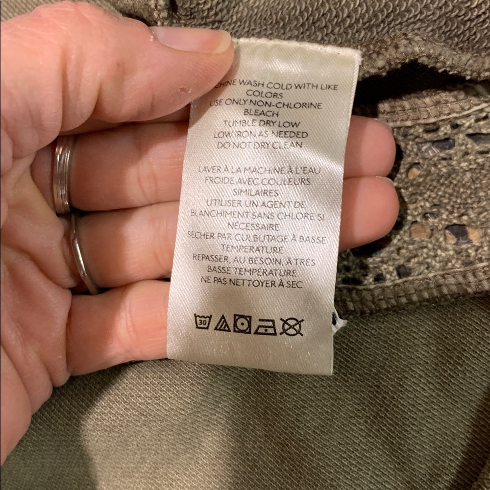 We The Free Lost Cause 100% Cotton Olive Green Cropped Tie Front Cardigan XS - Picture 8 of 11